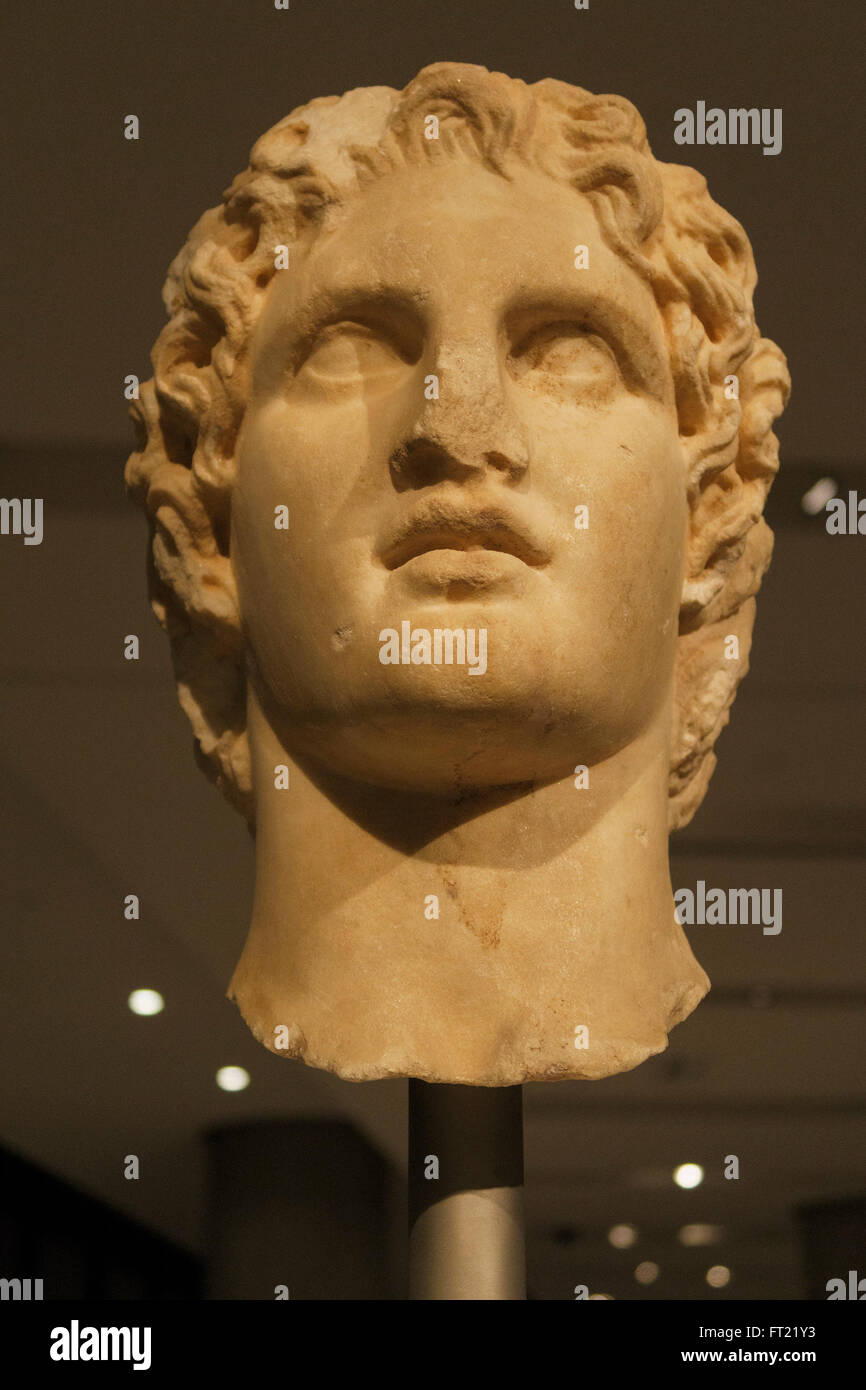 Büste von Alexander die großen an das neue Akropolis Museum in Athen, Griechenland, Europa Stockfoto