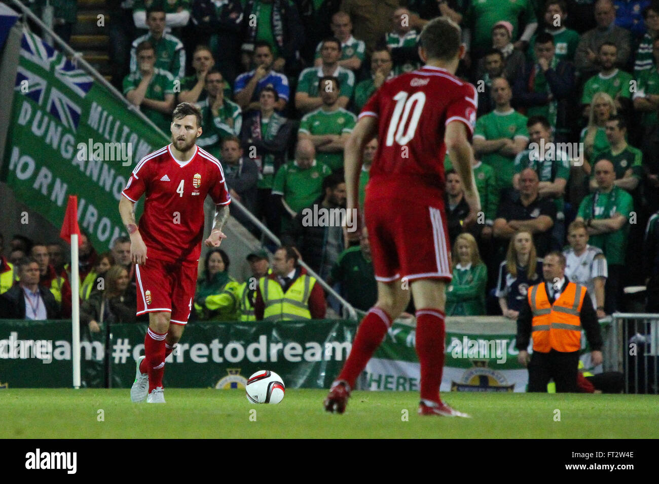 7. September 2015 - Euro 2016-Qualifikation - Gruppe F - Nordirland 1 Ungarn 1. Ungarns Tamás Kádár (4) in Aktion während des Spiels. Stockfoto