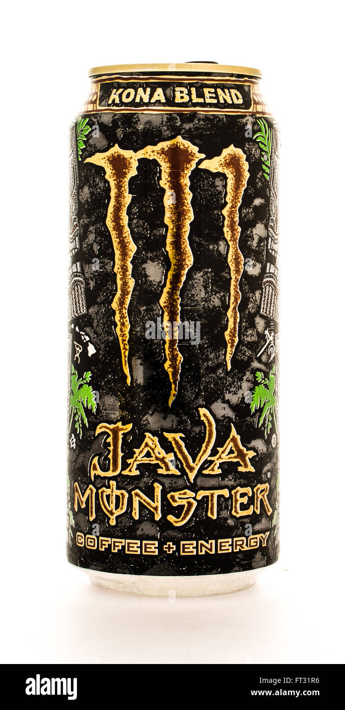 Winneconne, Wisconsin - 12. August 2015: kann der Java Monster Kaffee Enery Drink in Kona verschmelzen Geschmack. Stockfoto