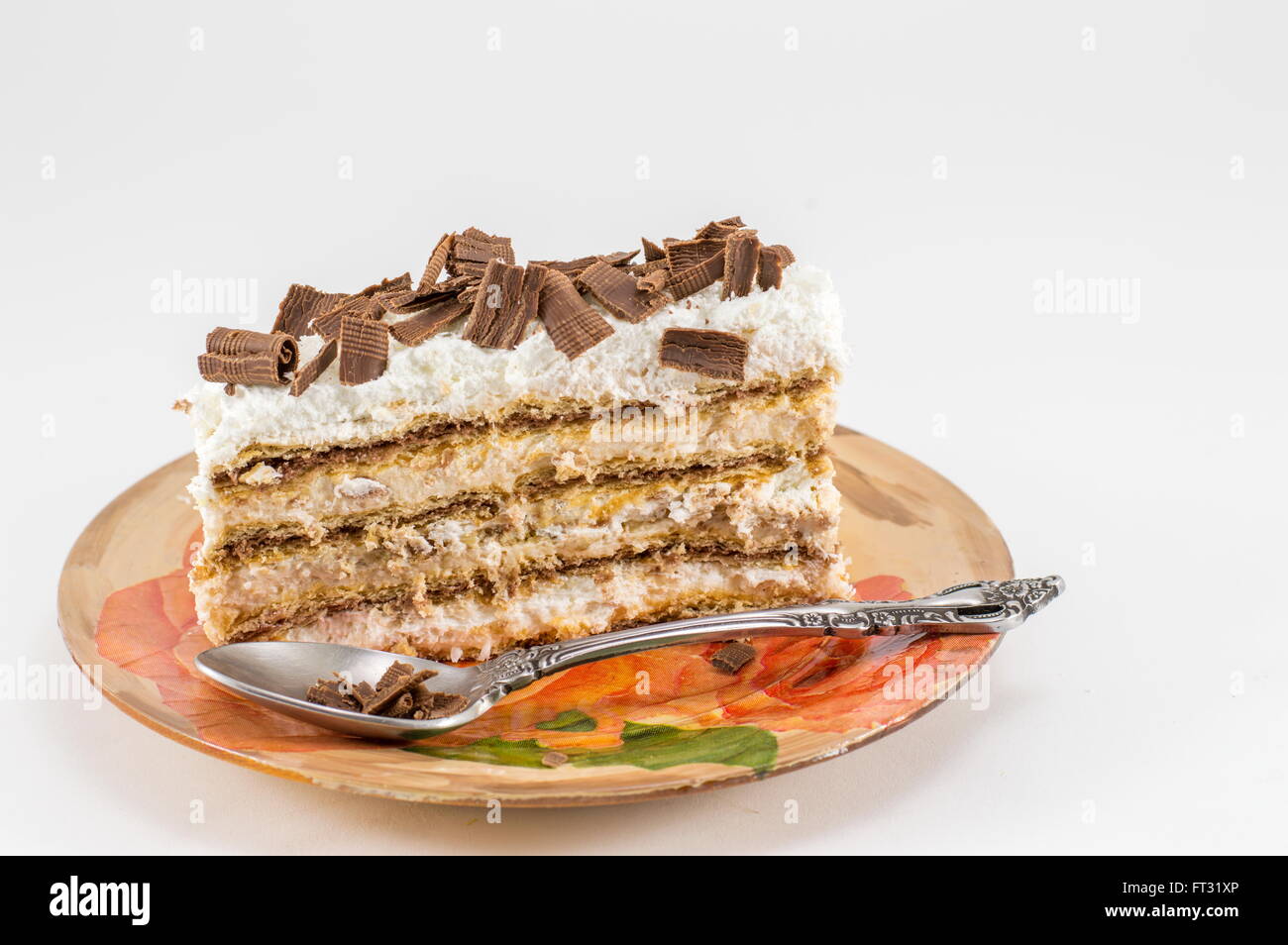 Stück hausgemachten süßen Kuchen auf einem Teller Stockfoto
