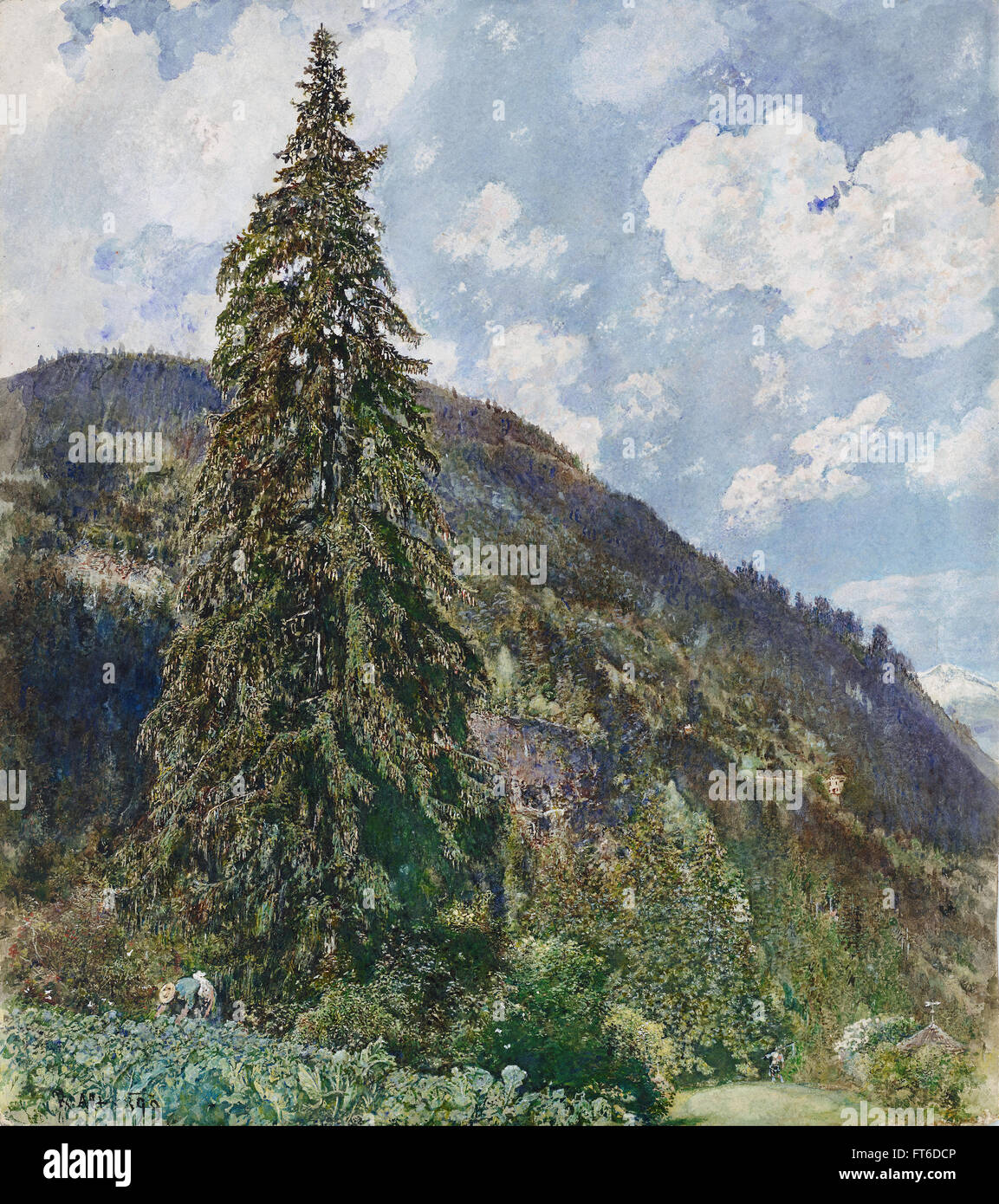 Rudolf von Alt - die alte Fichte in Bad Gastein - Leopold Museum, Wien Stockfoto