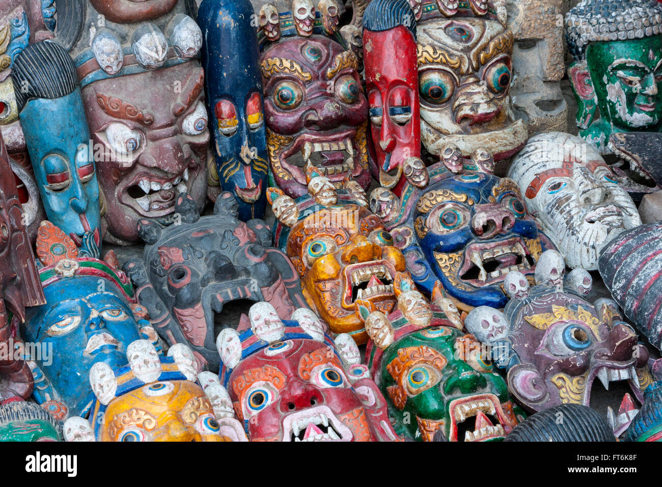 Nepal, Kathmandu.  Gottheit Masken. Stockfoto