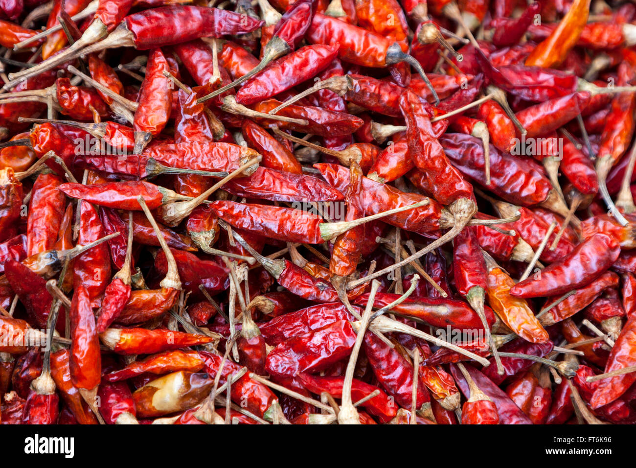Nepal, Kathmandu.  Chilischoten zu verkaufen. Stockfoto