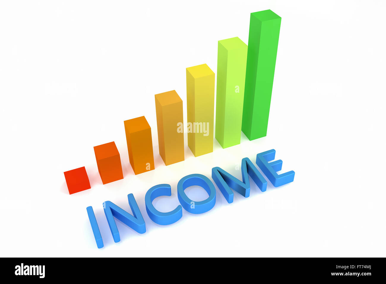 Einkommen-Pfeil nach oben im Diagramm anzeigen. 3D Illustration. Stockfoto