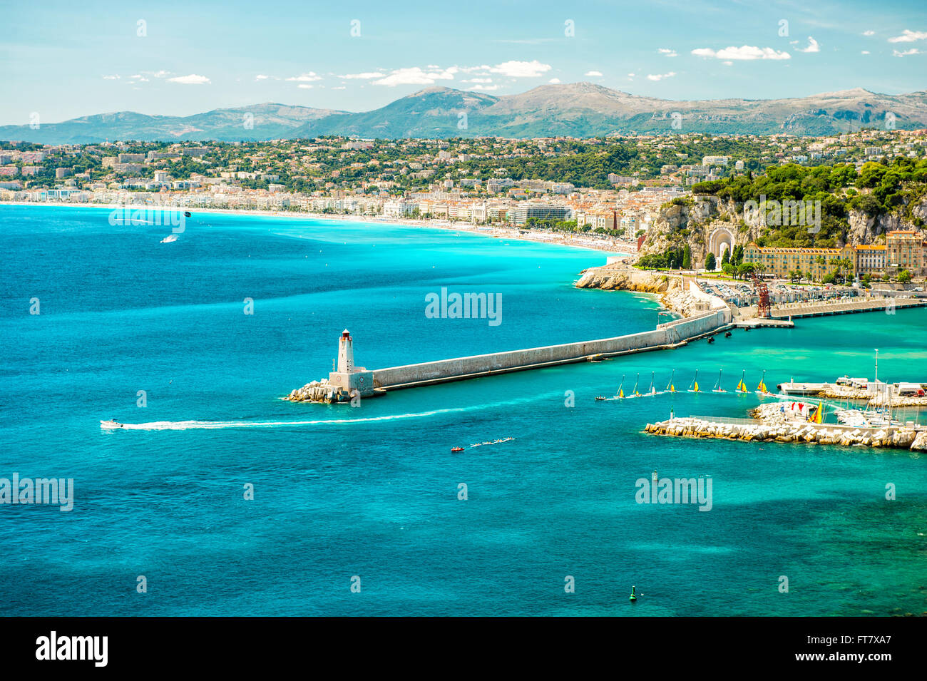 Blick auf die schöne Stadt, Mittelmeer, Frankreich, Cote d ' Azur Stockfoto