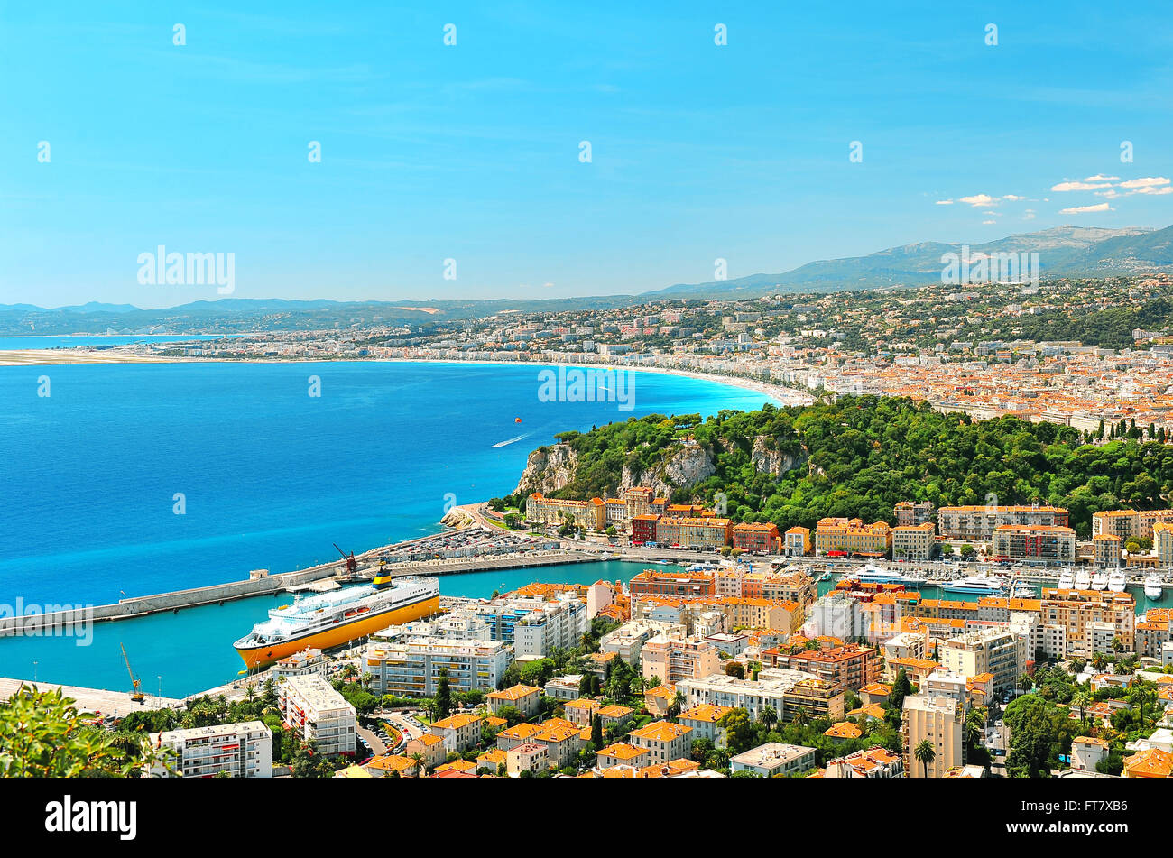 Panoramablick über Nizza, Mittelmeer, Frankreich, Cote d ' Azur Stockfoto
