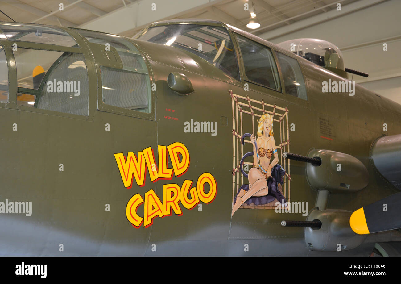 Nahaufnahme des Insignia auf ein WWII American B17 Bomber in der militärischen Luftfahrt Museum in Virginia Beach. Stockfoto