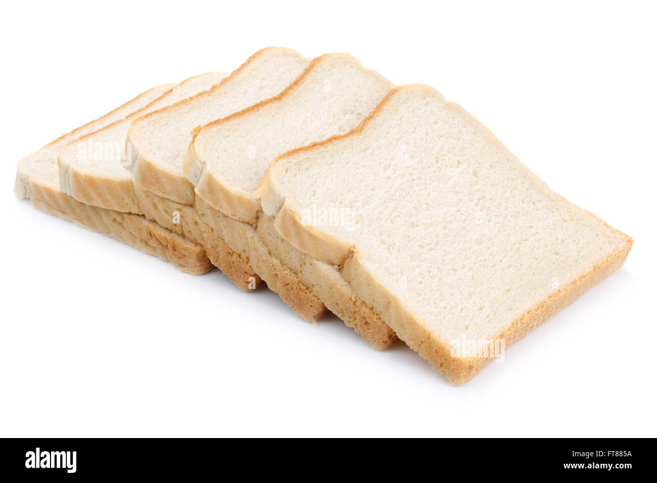 Toast Brotscheiben isoliert auf einem weißen Hintergrund-Bäckerei Stockfoto