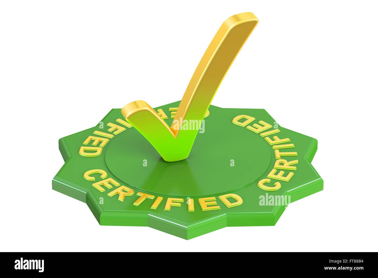 Zertifizierten Label, 3D-Rendering isolierten auf weißen Hintergrund Stockfoto