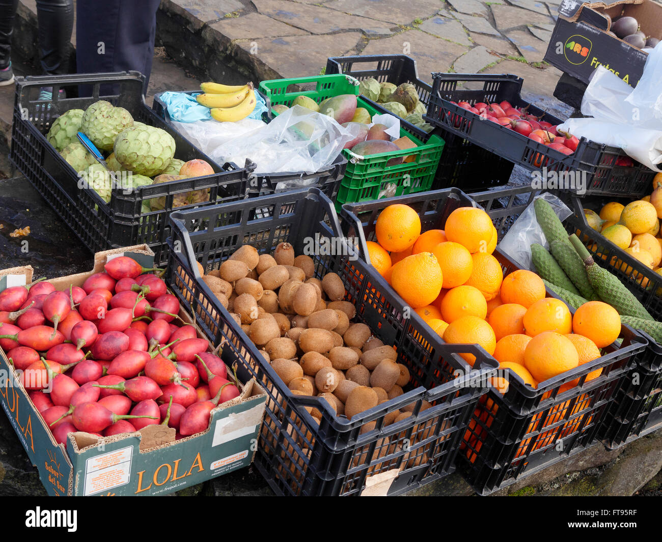 Gemüse für den Verkauf auf Märkten, Madeira, März 2016 Stockfoto
