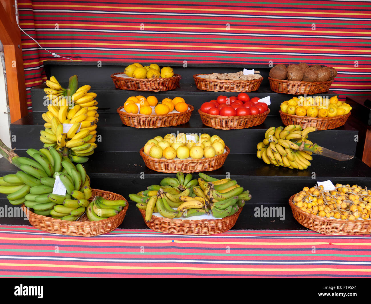 Obst zum Verkauf, Markt in Funchal, Madeira, März 2016 Stockfoto