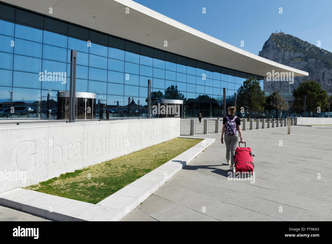 Internationaler Flughafen von Gibraltar. Der Felsen von Gibraltar Stockfoto