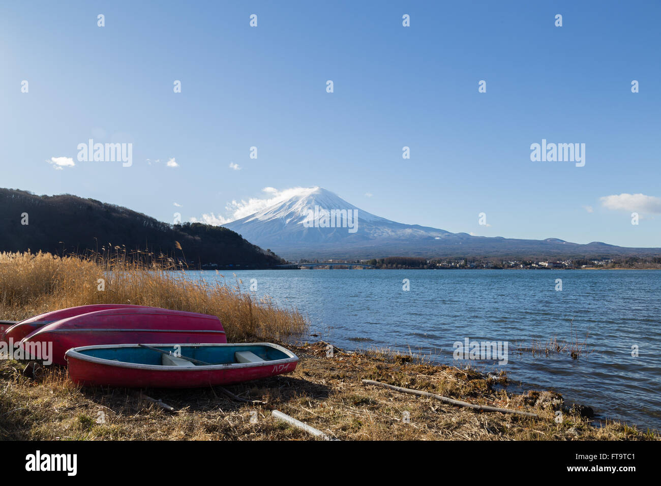 Mount Fuji in Kawaguchi-See in Japan Stockfoto