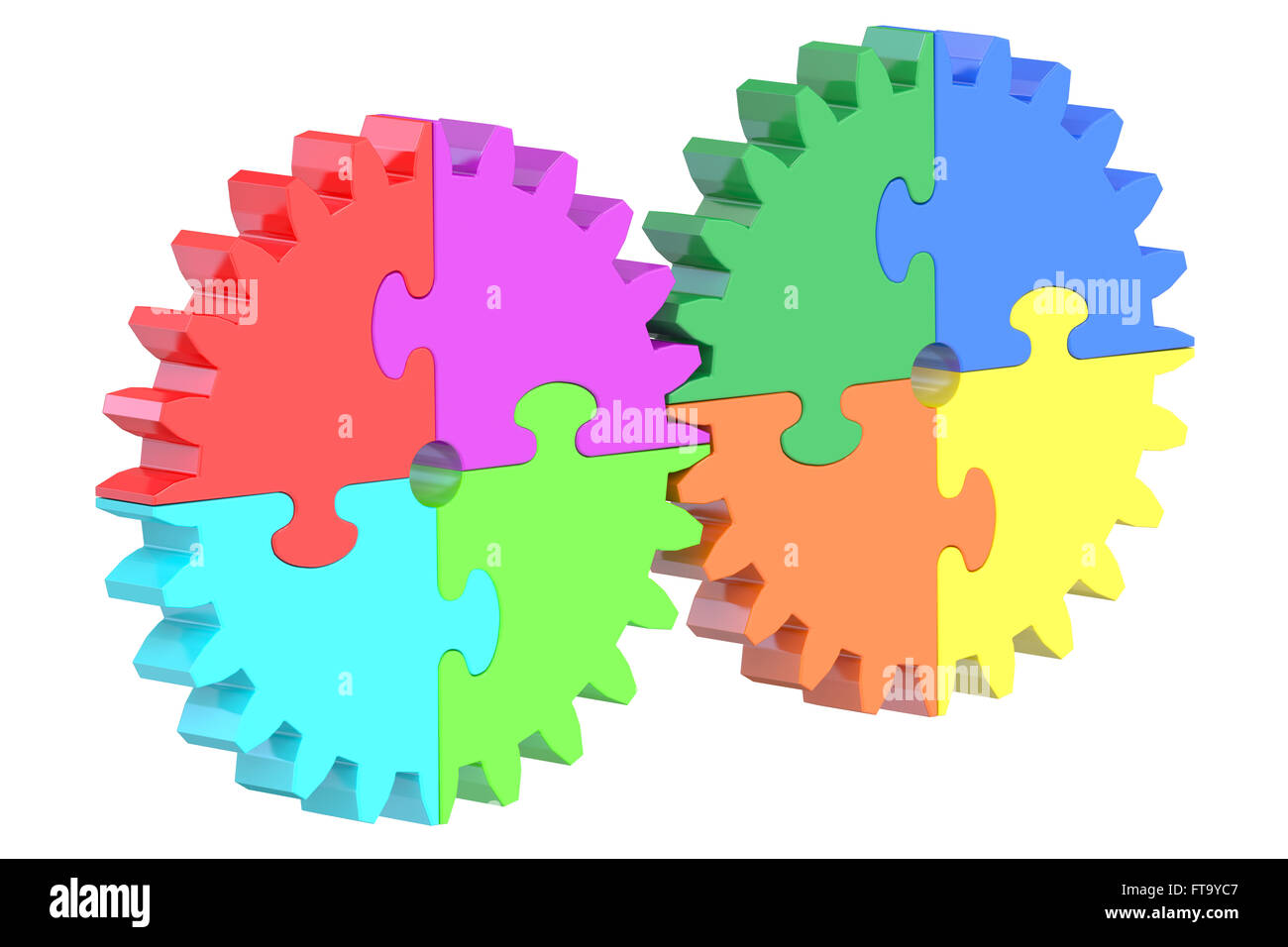 Unternehmen und ihren Erfolg Konzept mit Getriebe Puzzles, 3D rendering Stockfoto