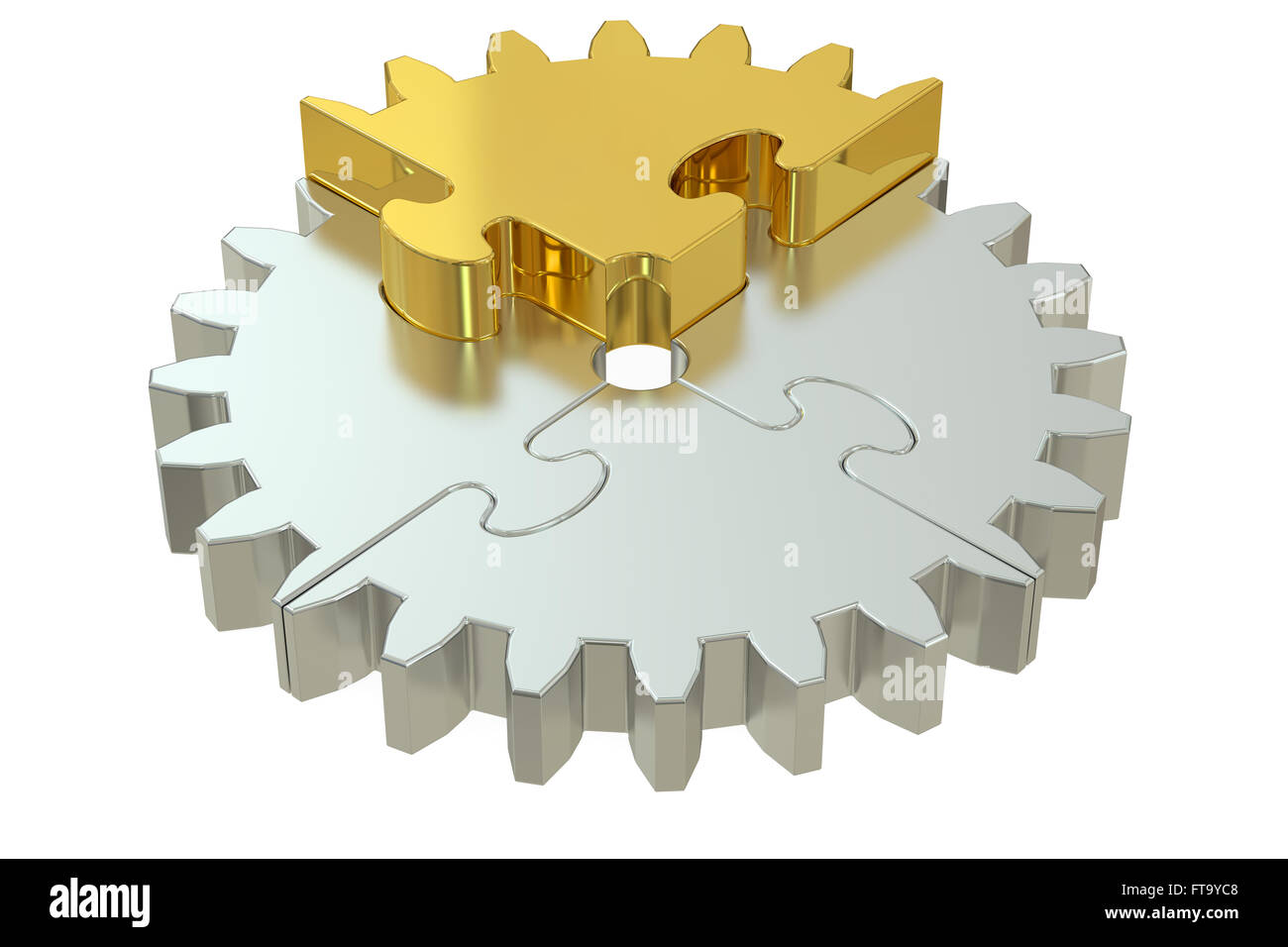 Geschäftskonzept mit Zahnrad Puzzle, 3D rendering Stockfoto