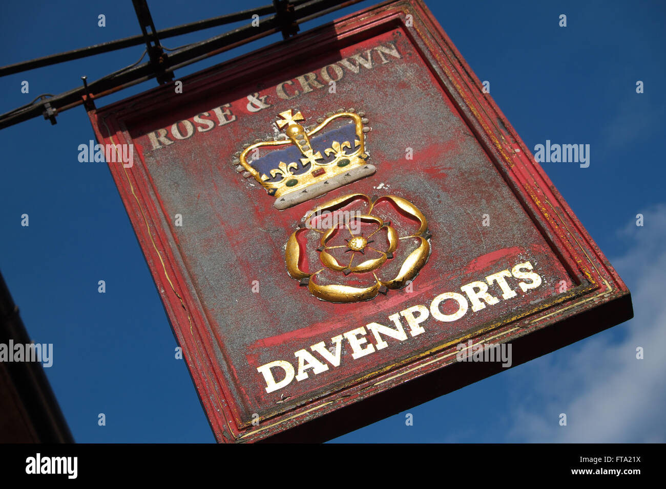 Ludlow Besitz der Sekretäre Brauerei Rose & Crown Pub Inn Zeichen Stockfoto