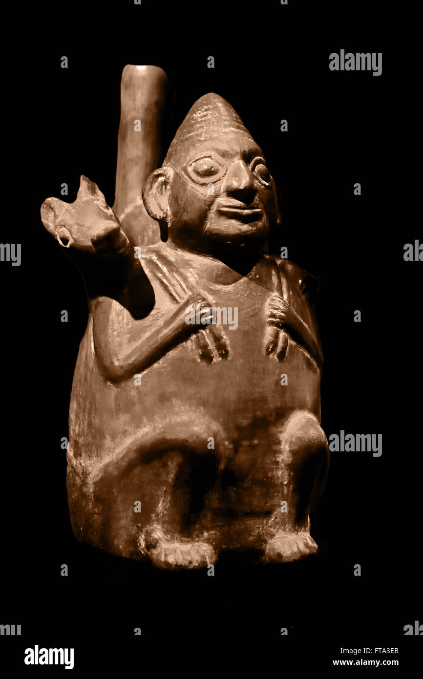Steigbügel Jar 1000-1450 Chimú nördliche Küste von Peru Keramik peruanischen Stockfoto
