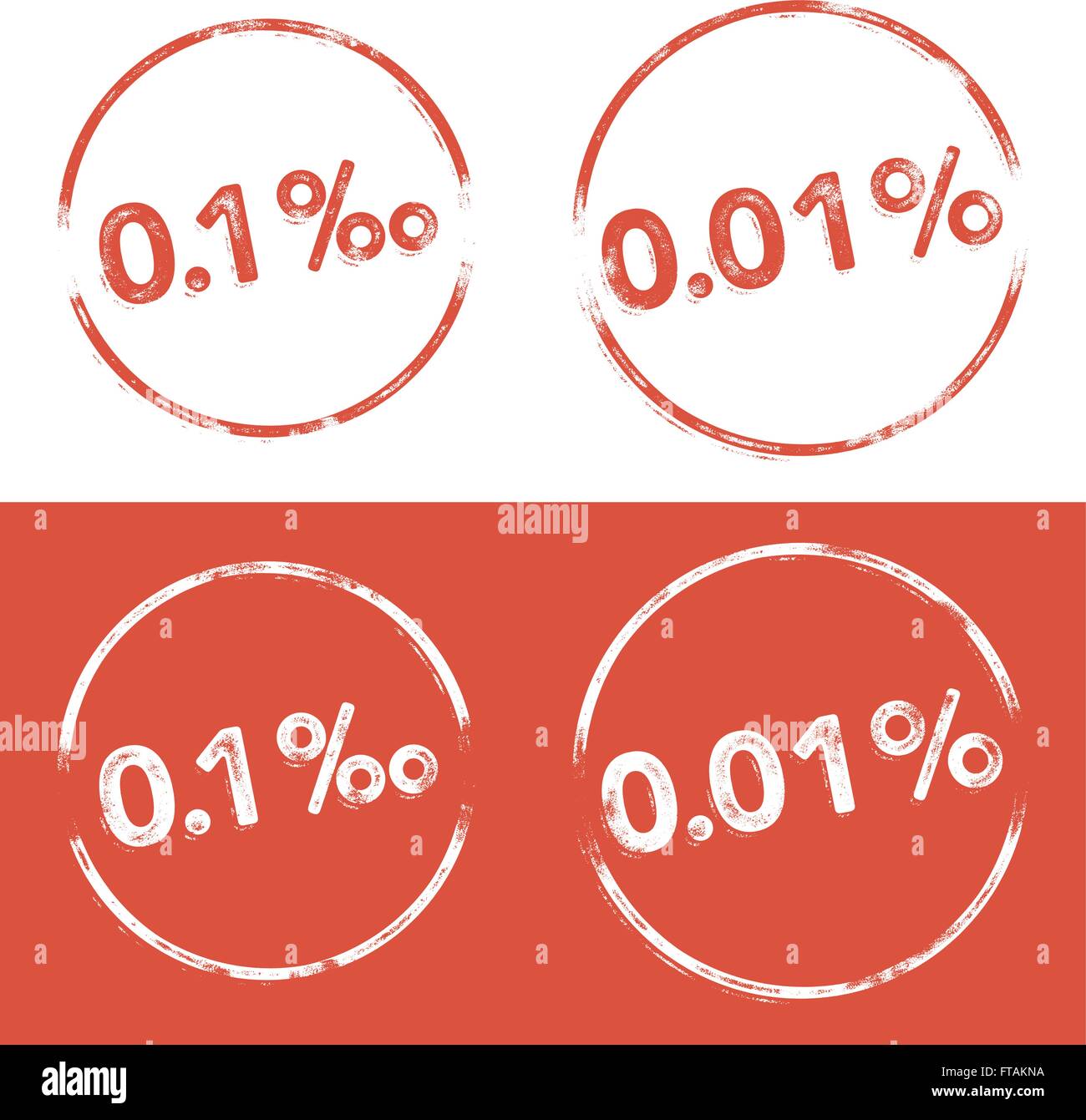 Pro Mille und Prozent Illustration (0,1 ‰ und 0,01 %) in einem Grunge Buchdruck Aussehen im Bereich der Promillegrenze und Recht Stock Vektor