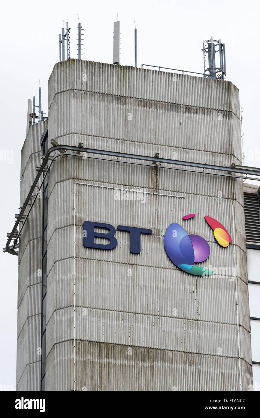 BT (British Telecom) Zeichen Logo. Stockfoto