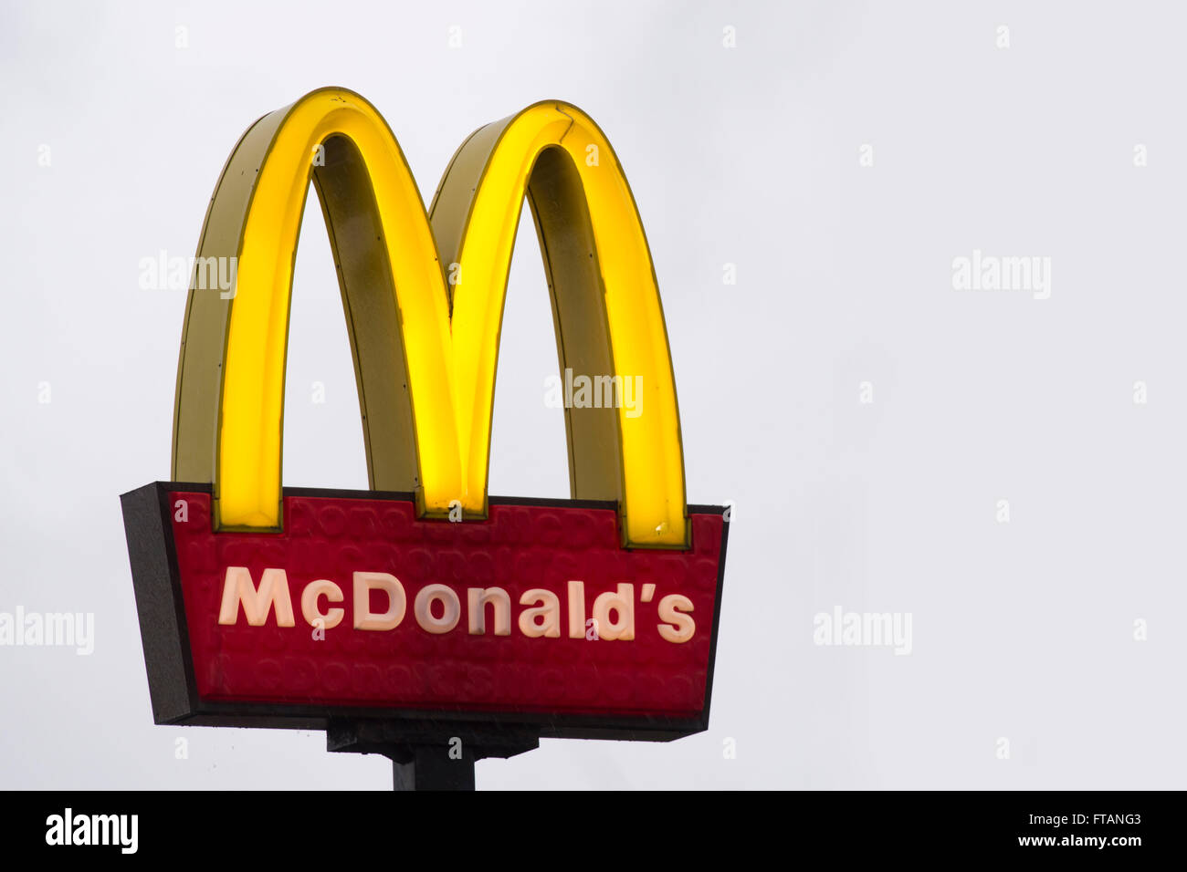 McDonald's-Schild-Logo. Stockfoto