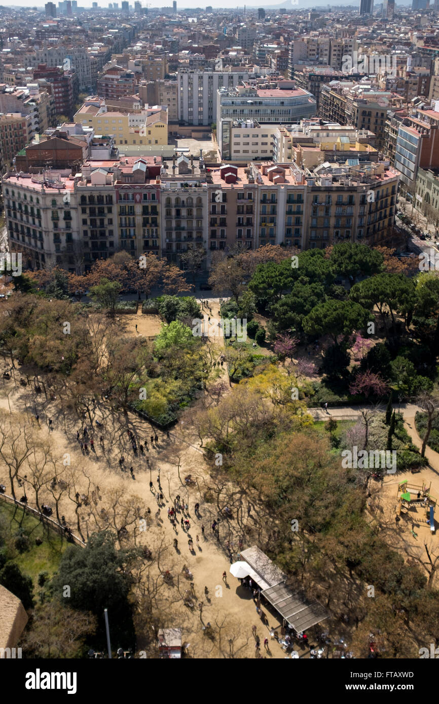 Luftaufnahme von Barcelona Straßen Stockfoto