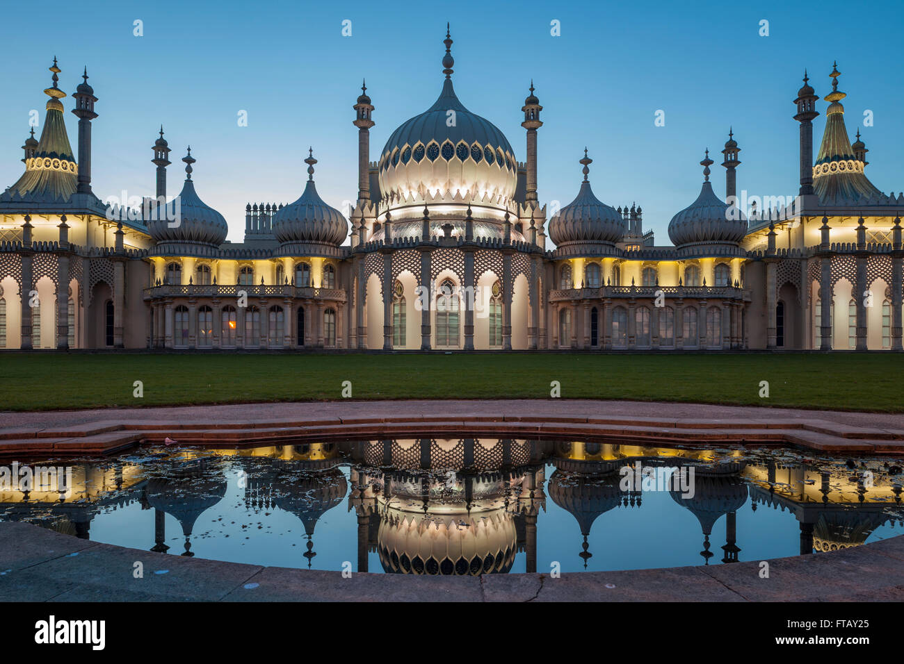 Abend im Royal Pavilion in Brighton, East Sussex, England. Stockfoto