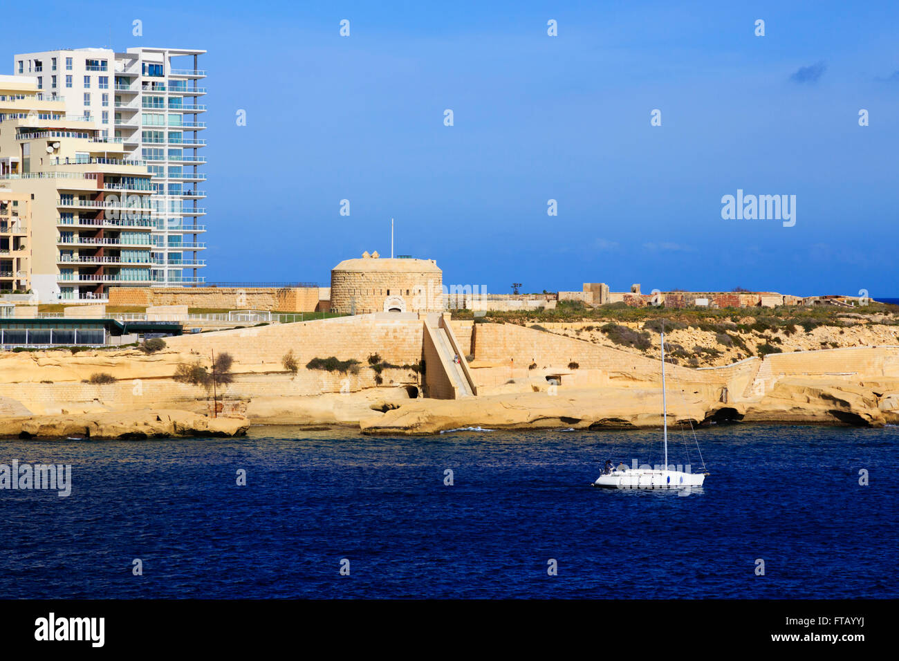 Tigne Fort, Sliema, Valletta, Malta Stockfoto