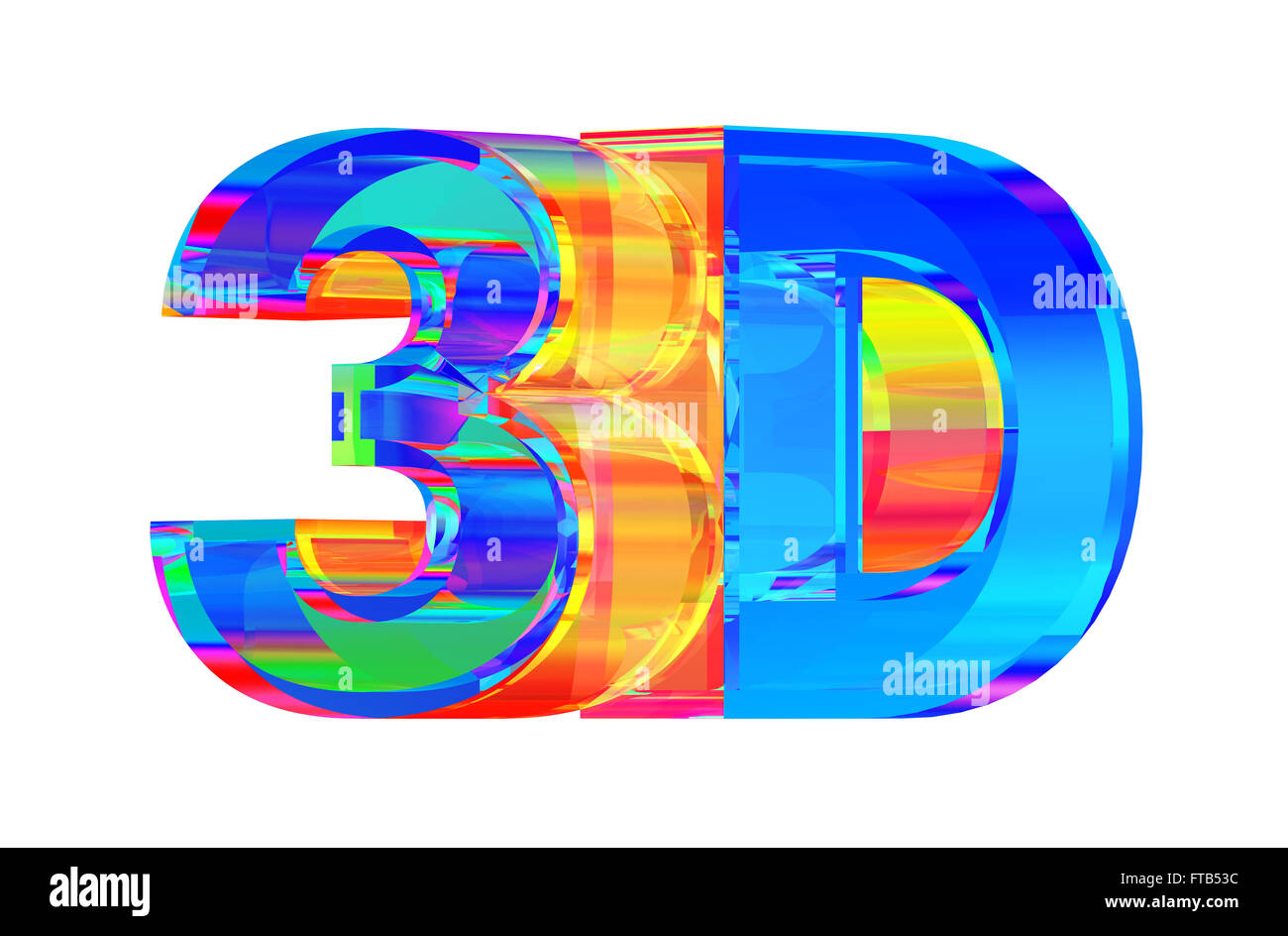 3D Glas-Logo. 3D Modell Over White Background. Stockfoto