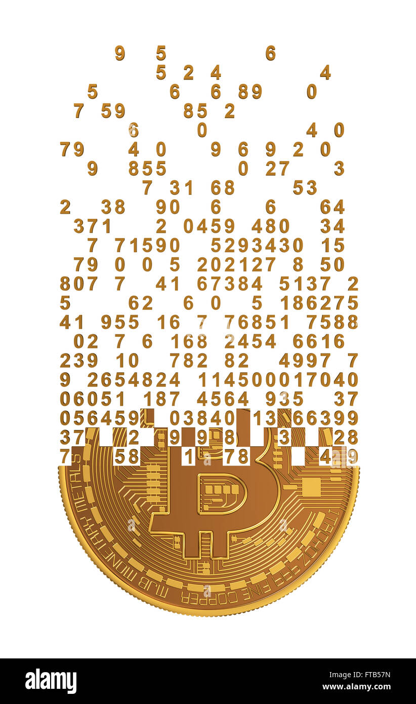 Bitcoin auseinanderfallen, Ziffern Stockfoto
