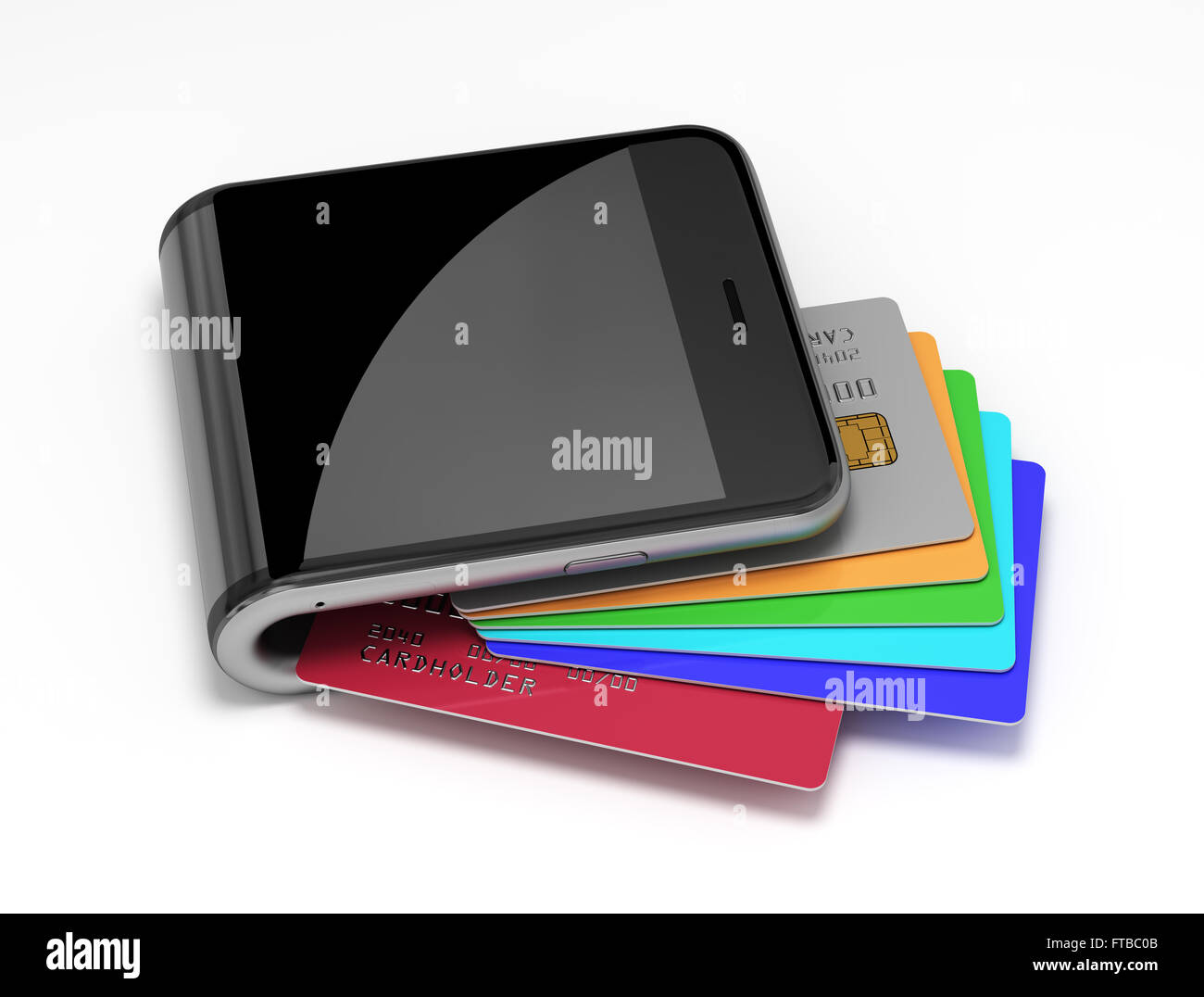 Konzept der virtuellen Brieftasche und Kreditkarten Stockfoto