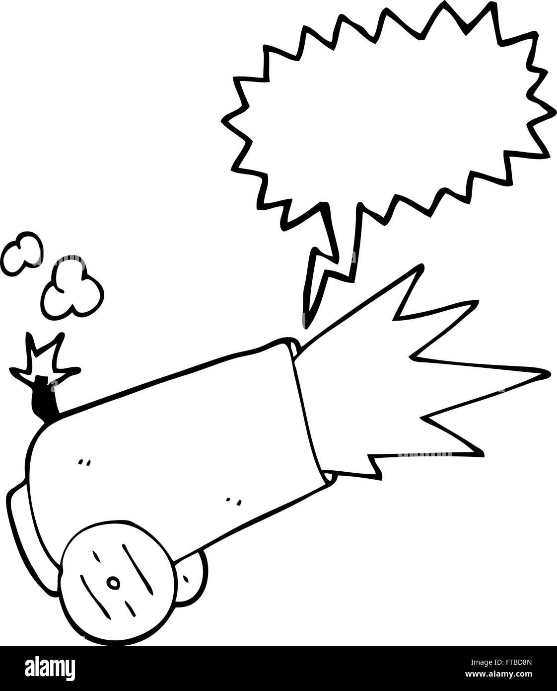 Freihändig gezeichnete Rede Blase Cartoon Kanone abfeuern Stock Vektor