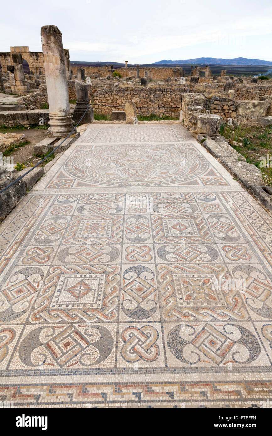 Volubilis Weltkulturerbe, Marokko - römische Ruinen und Mosaiken Stockfoto