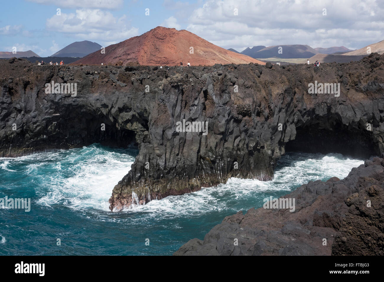 Spanien, Kanarische Inseln, Lanzarote, Los Hervideros Stockfoto