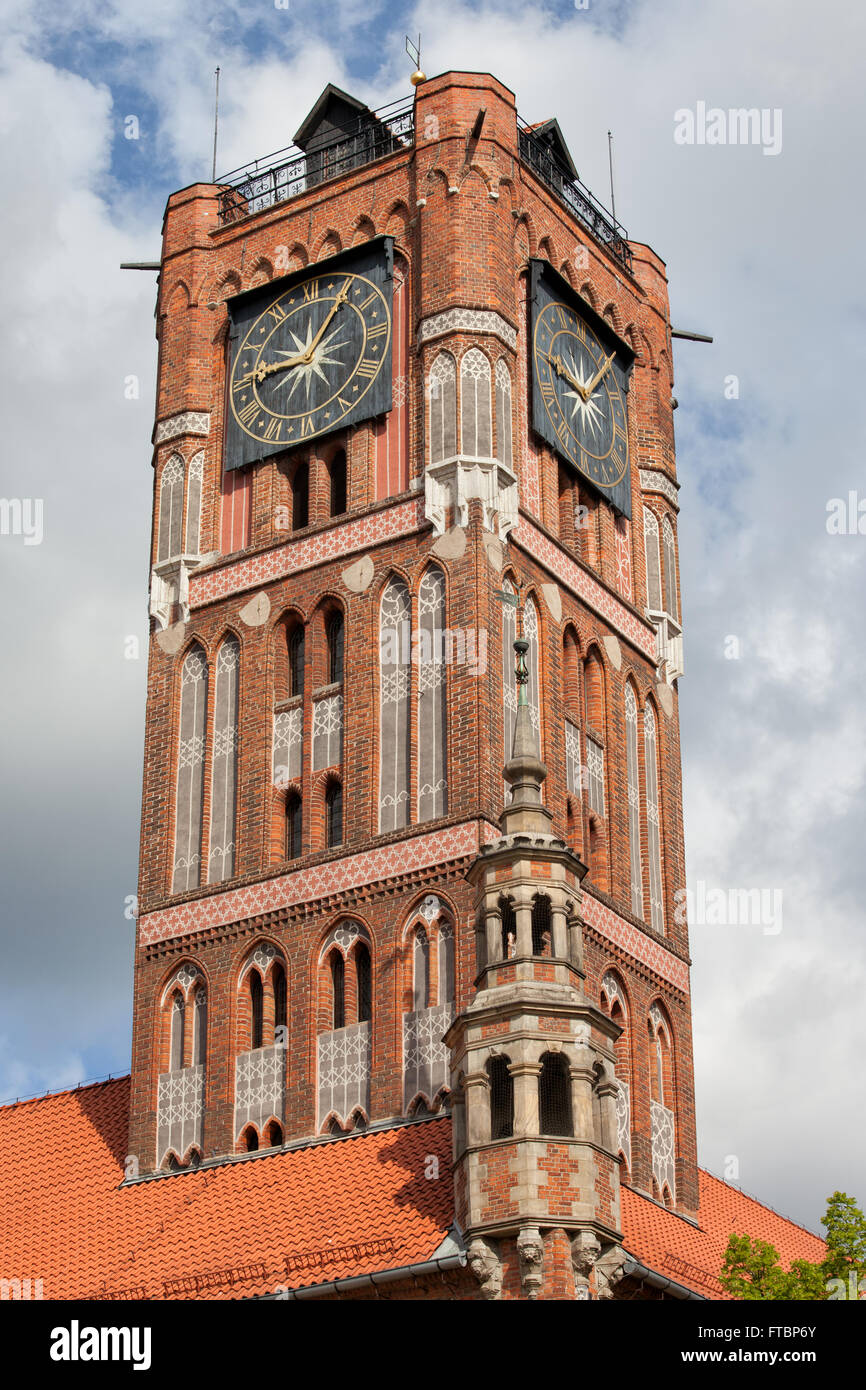 Altes Rathaus (Ratusz Staromiejski) Turm in Torun, Polen, gotische Architektur Stockfoto