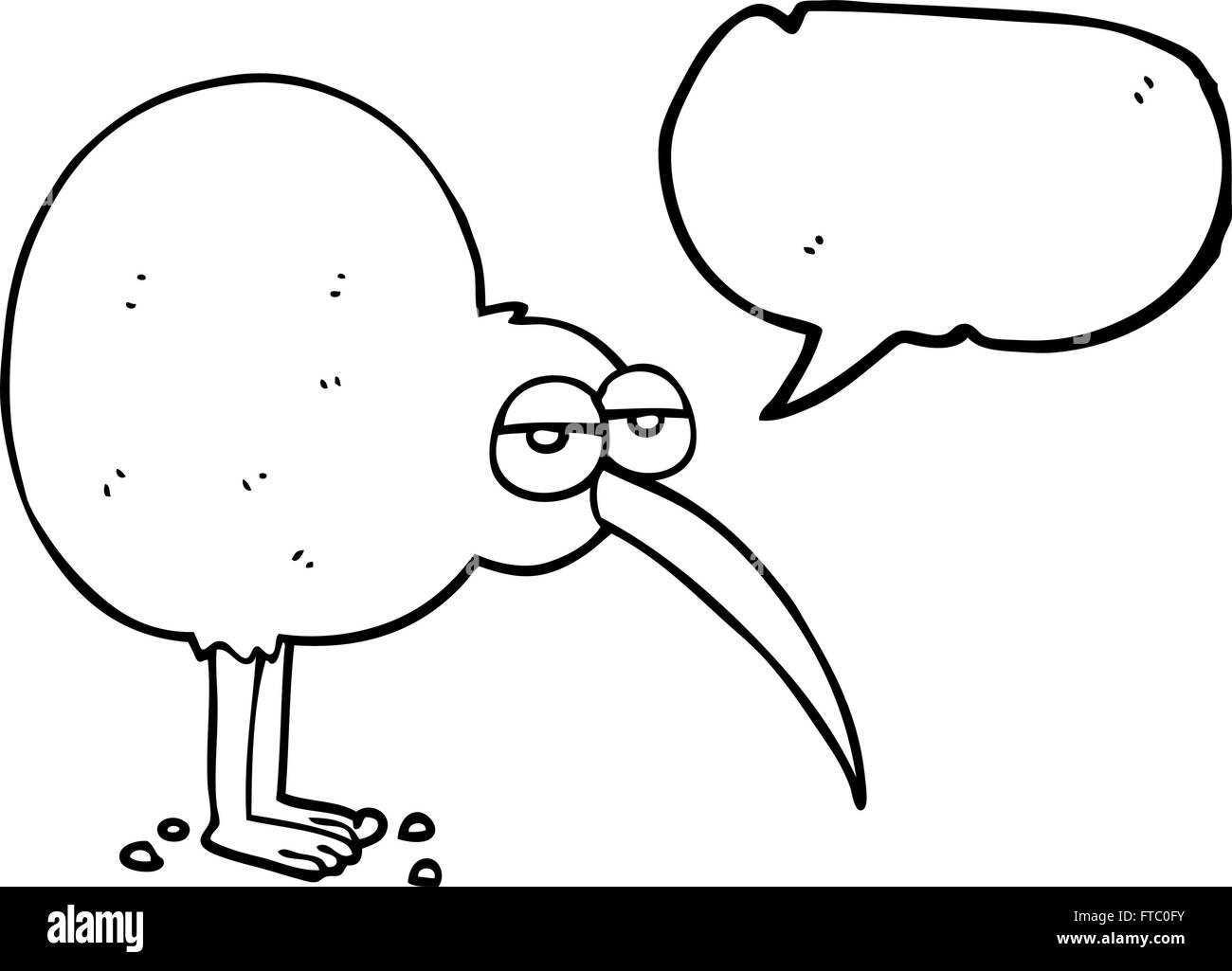 Freihändig gezeichnete Speech Bubble Cartoon kiwi Stock Vektor
