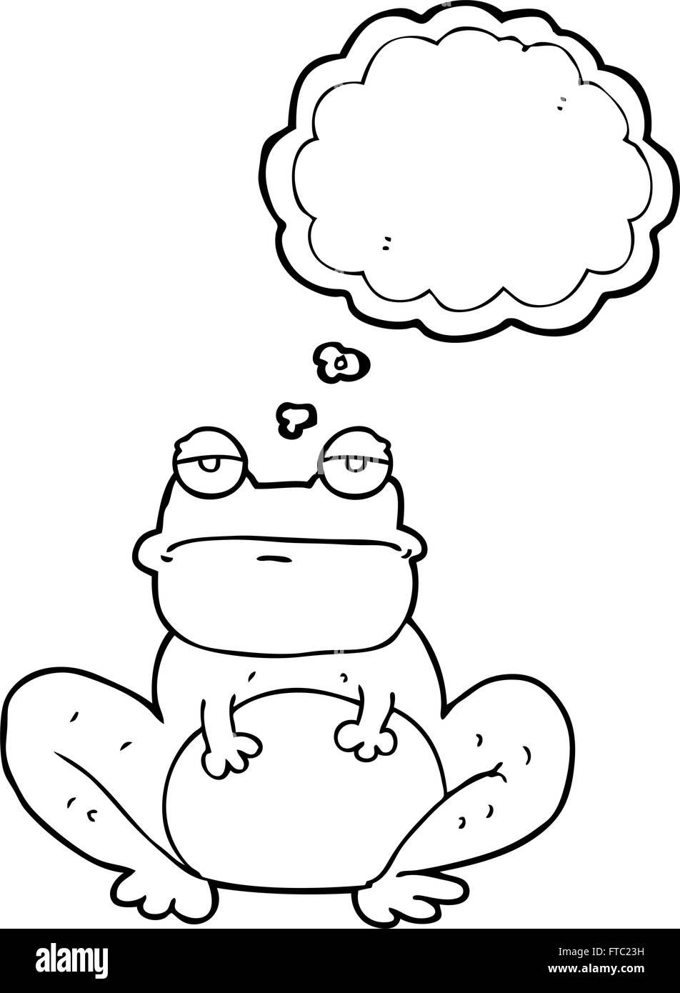 Freihändig gezeichnete Gedanken Bubble Cartoon Frosch Stock Vektor