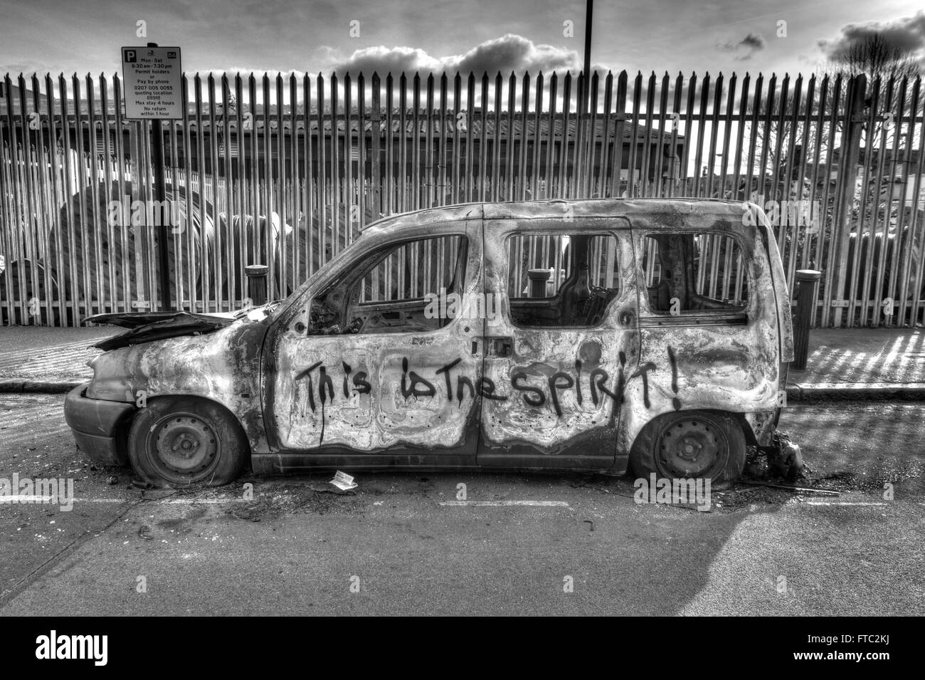 verlassenes Auto, Hackney Wick Stockfoto
