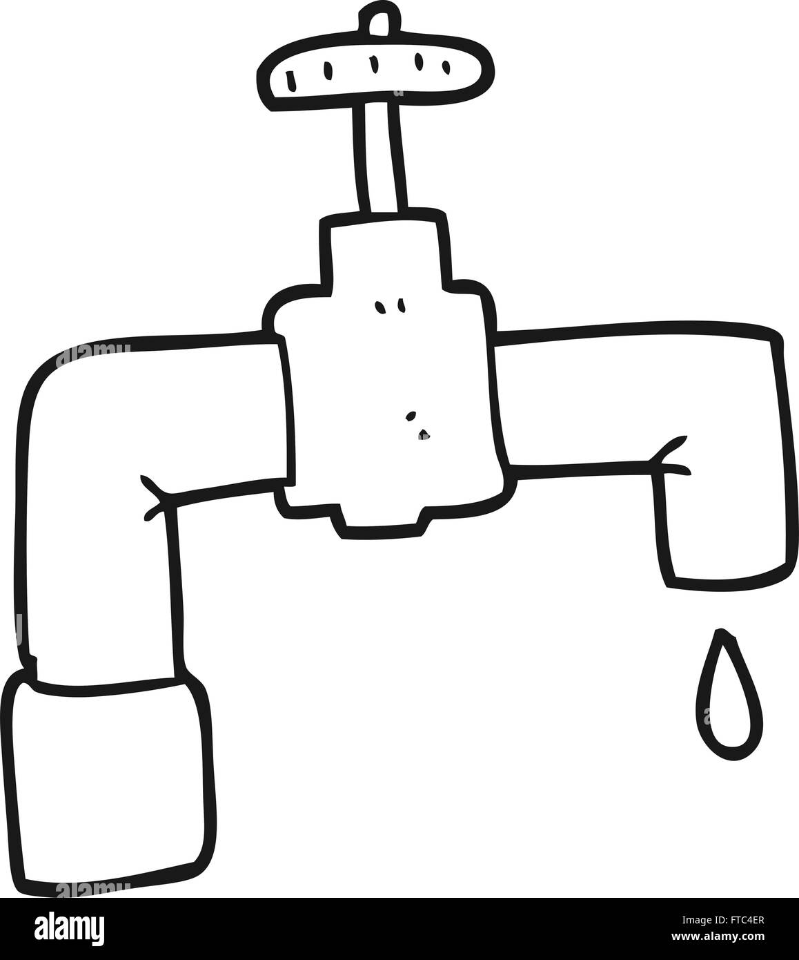 freihändig gezeichnet schwarz / weiß Cartoon tropfenden Wasserhahn  Stock-Vektorgrafik - Alamy
