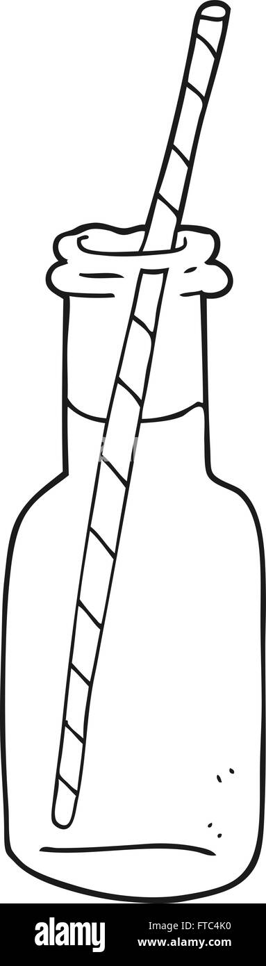 freihändig gezeichnet schwarz / weiß Cartoon Limonade Flasche Stock Vektor