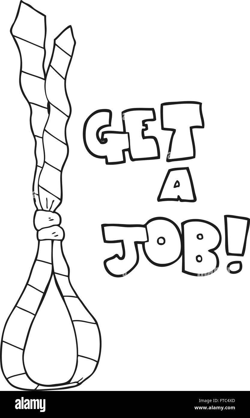 Freihändig gezeichnete schwarz-weiß Cartoon erhalten ein Job Krawatte Schlinge symbol Stock Vektor