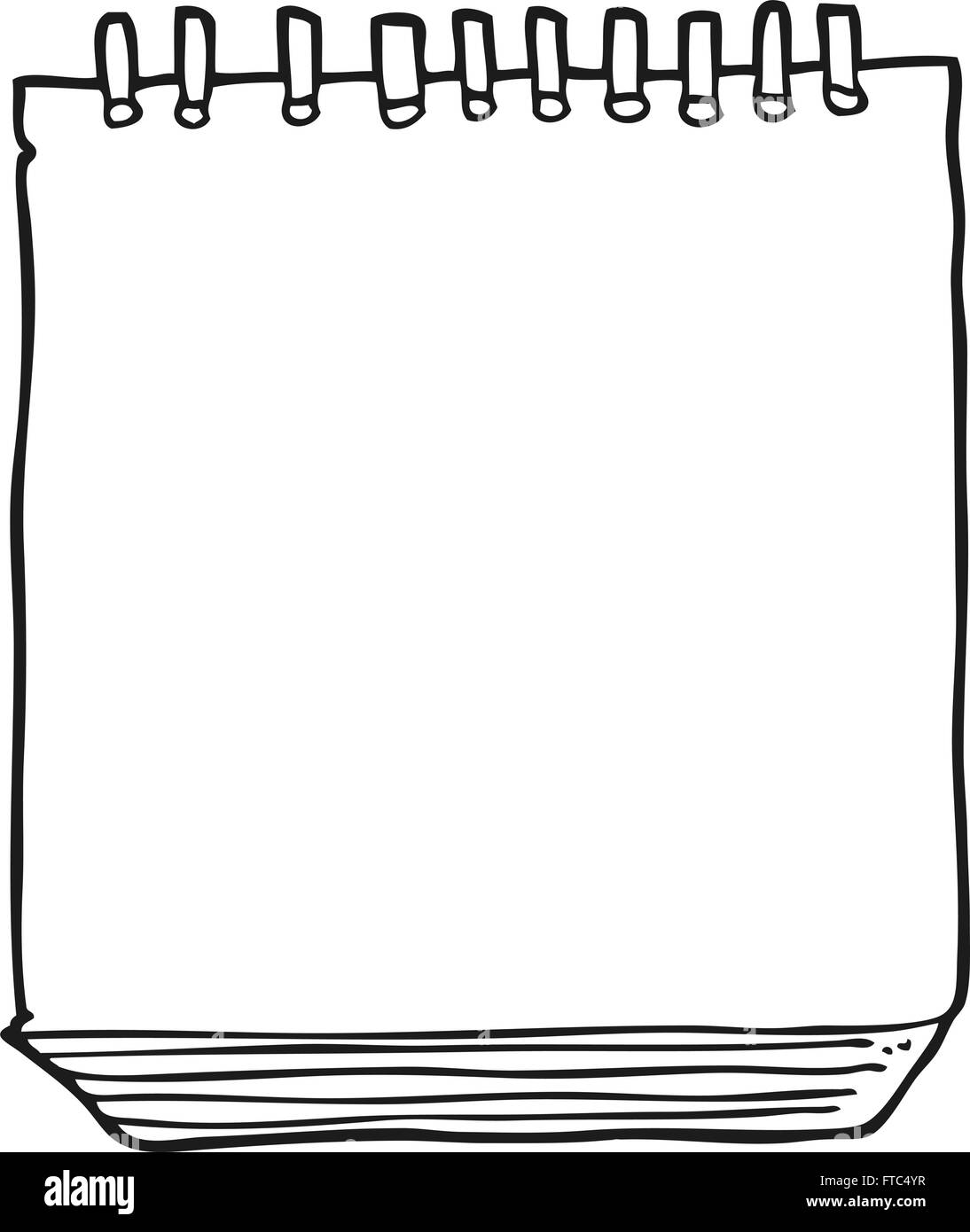 freihändig gezeichnet schwarz / weiß Cartoon Notizblock Stock Vektor