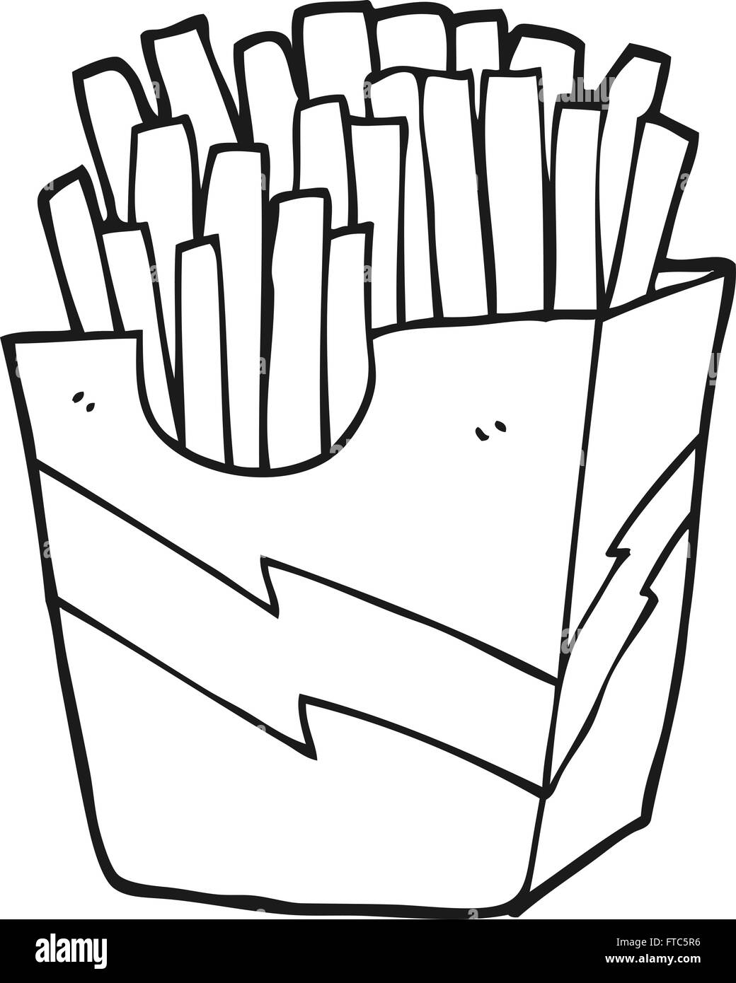 freihändig gezeichnet schwarz / weiß Cartoon Pommes frites Stock