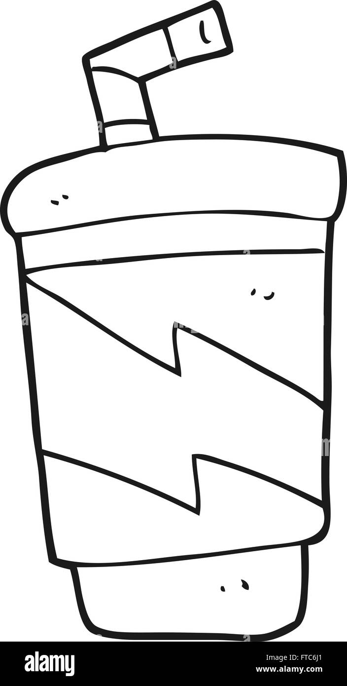 freihändig gezeichnet schwarz / weiß Cartoon Soda trinken Stock Vektor