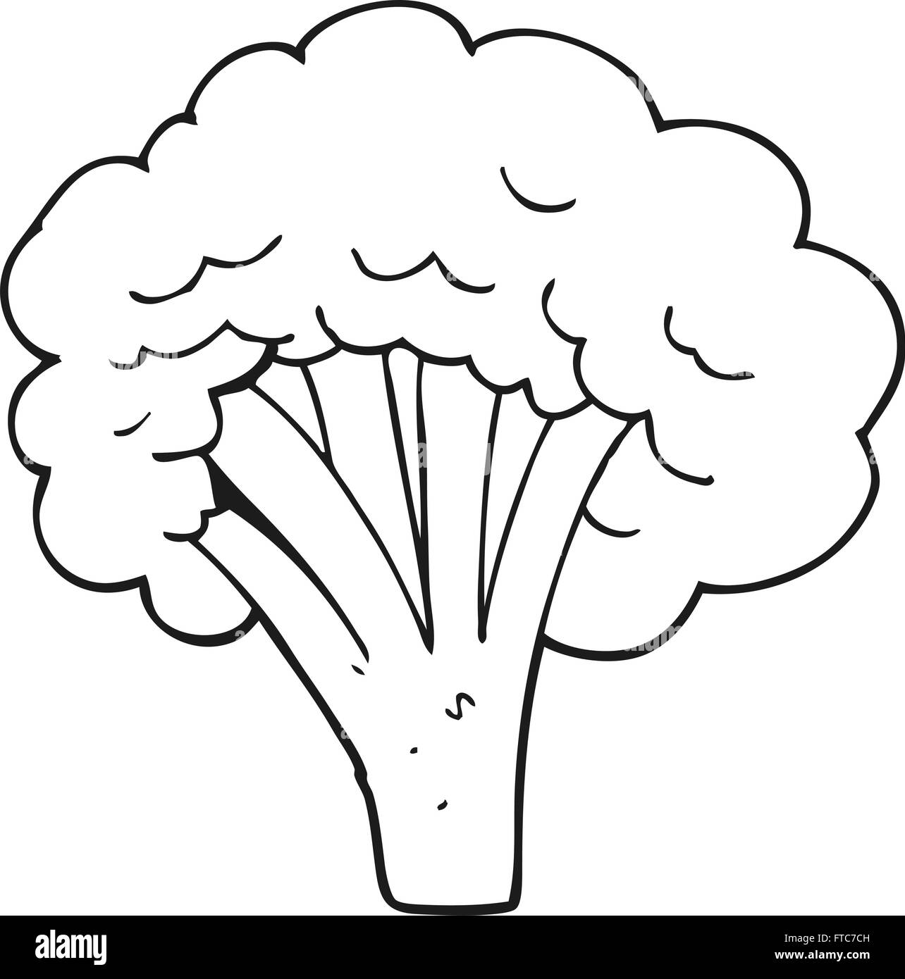 Black White Cartoon Illustration Broccoli Stockfotos & Black White
