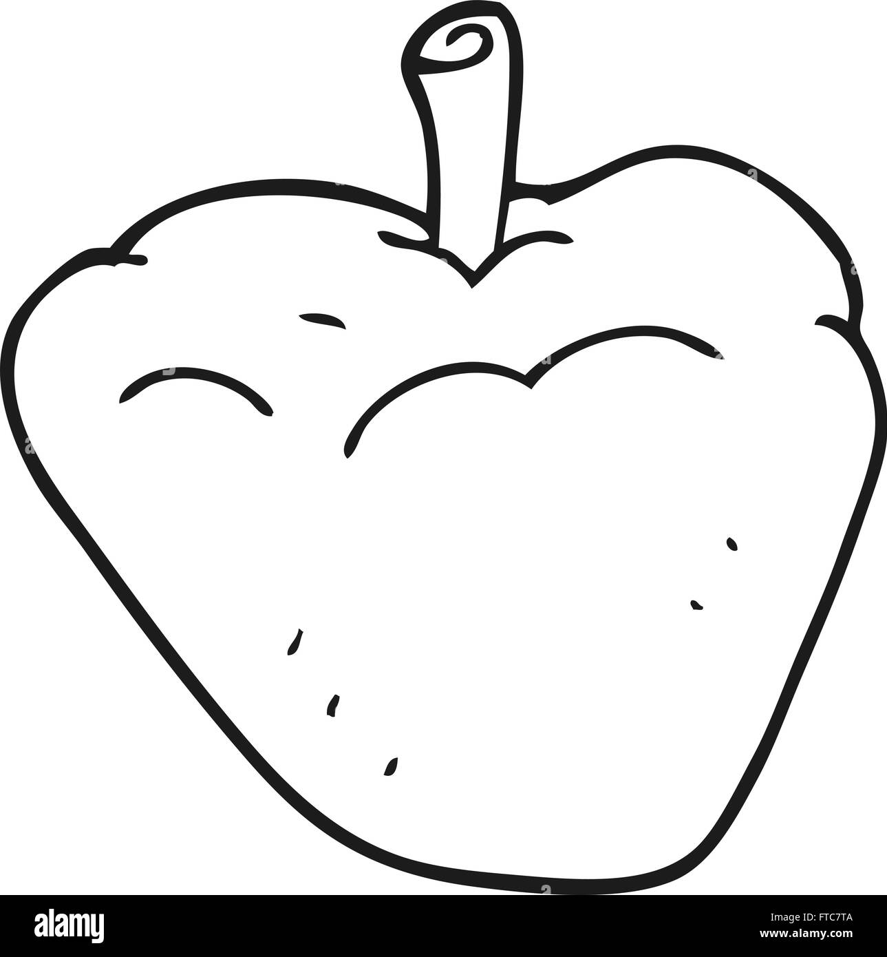 freihändig gezeichnet schwarz / weiß Cartoon Bio-Apfel Stock Vektor