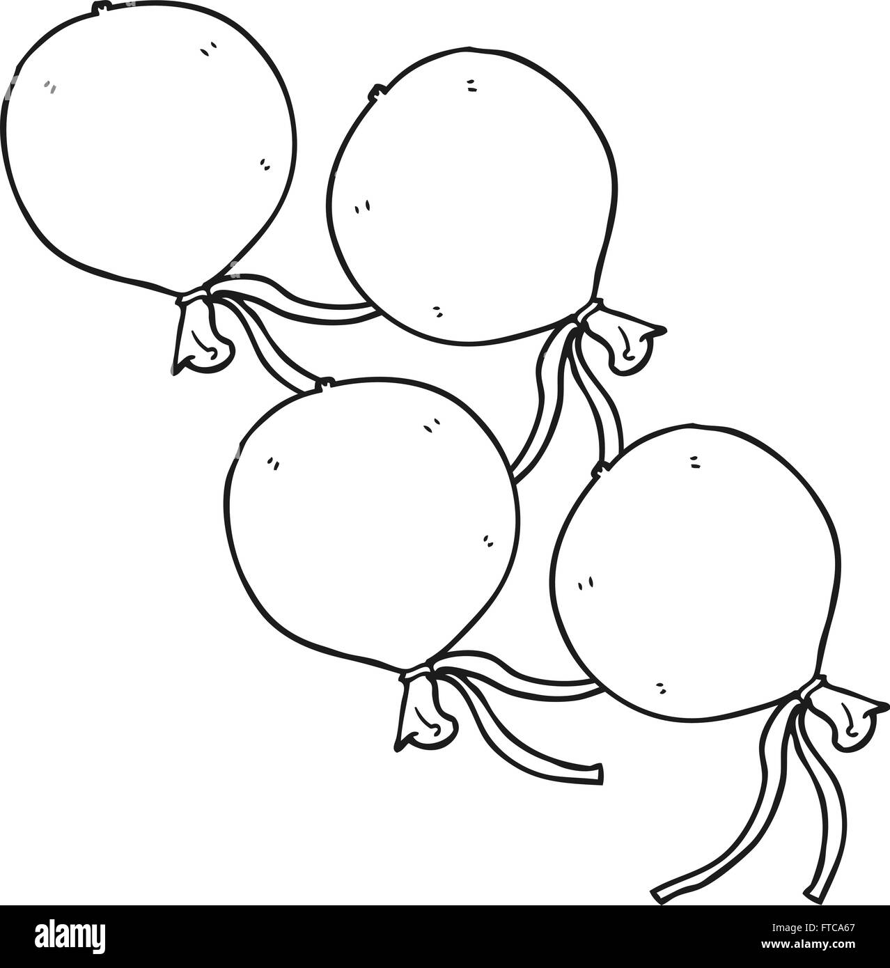 freihändig gezeichnet schwarz / weiß Cartoon Luftballons Stock Vektor