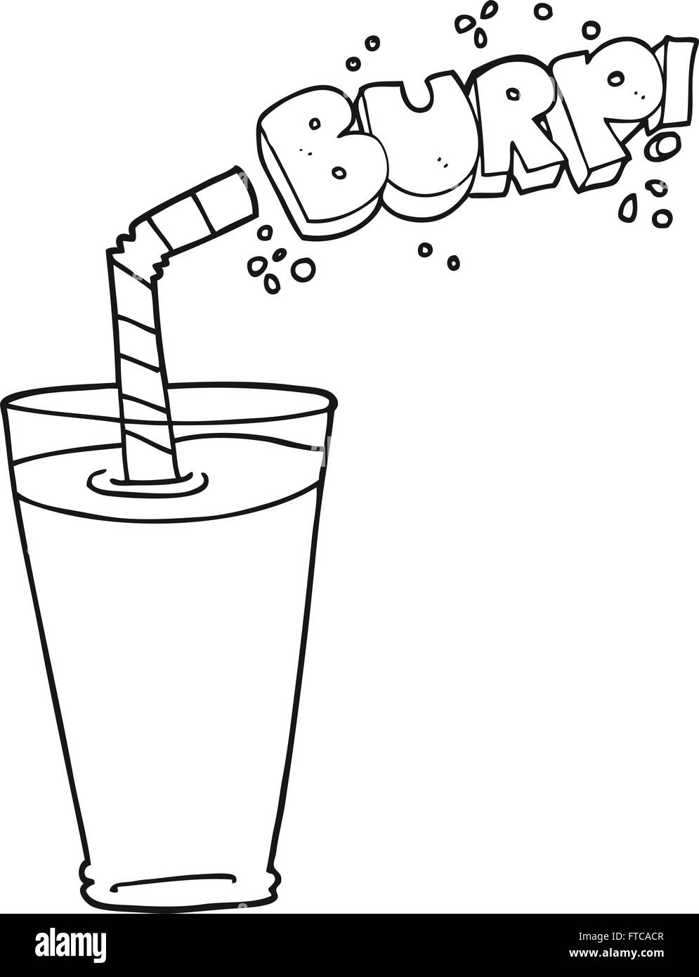 freihändig gezeichnet schwarz / weiß Cartoon Limonade in Glas Stock Vektor