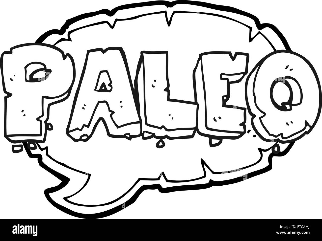 Paleo freihändig gezeichnet schwarz / weiß-Cartoon-Zeichen Stock Vektor