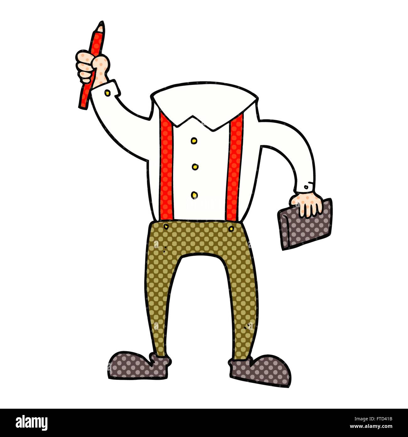 Freihändig gezeichnete Cartoon kopflosen Körper mit Notizblock und Stift (fügen Sie eigene Fotos) Stock Vektor