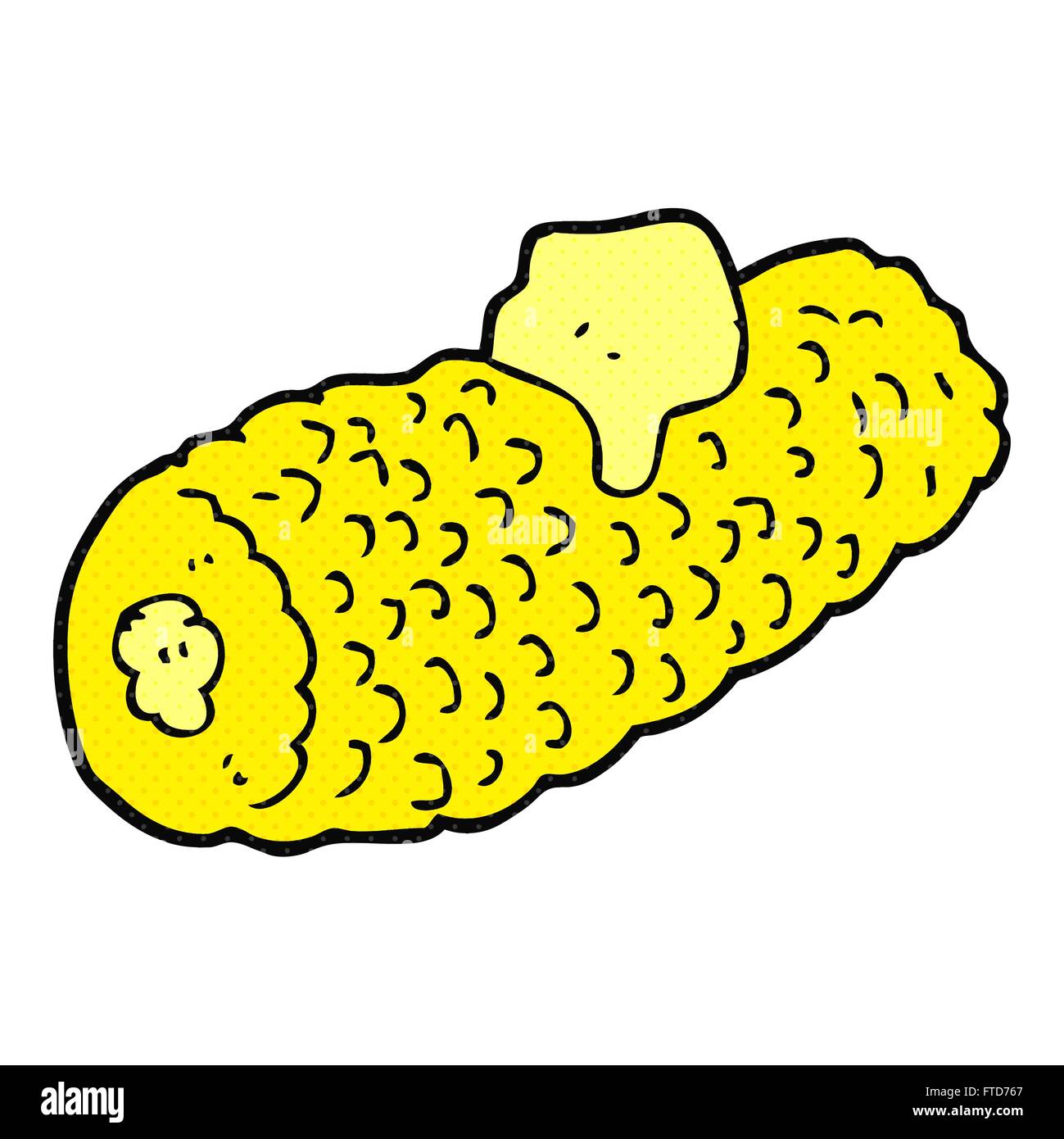 Freihändig gezeichnete Cartoon Mais Maiskolben mit butter Stock ...